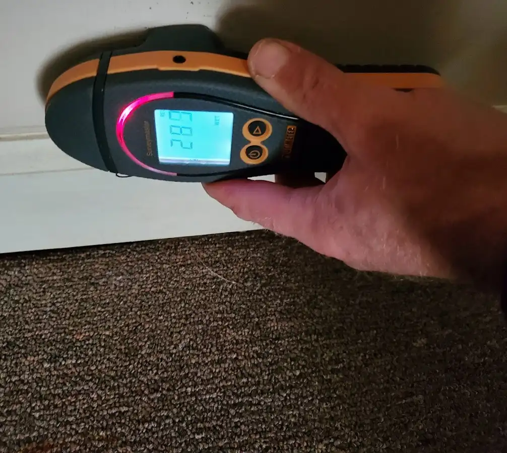 Moisture detection at baseboard during Storm Damage Restoration in Shawangunk